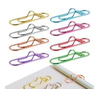Multifunctional Metal Heart Pen Clip, 8 Pieces Colourful Paperclip for Notebooks, Portable Metal Paper Clips for Clipboard, Lightweight Pen Holders Suitable for Daily Study, Work, Travel