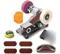 Multifunctional Mini Belt Sander Bench Grinder Polisher | All-in-one sanding buffing grinding kit, replaceable abrasive wheels & sanding belts, anti-slip stable base