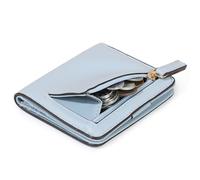 Multifunctional Minimalist Leather Coin Purse Ultra-Thin Women's Short Wallet RFID Anti-Magnetic Card Holder(Blue)
