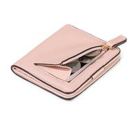Multifunctional Minimalist Leather Coin Purse Ultra-Thin Women's Short Wallet RFID Anti-Magnetic Card Holder(Pink)
