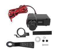 Multifunctional Motorcycle Phone Dual USB Adapter 10 24V with Red Digital Display Voltmeter for ATV, Wear Resistant Power Outlet with Independent Switch and Silicone Cover for