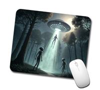Multifunctional Mouse Pad Alien Abduction in The Woods Sci-fi Gaming Mousepad Desk Mats 25x30cm for Home,PC,Laptop