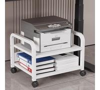 Multifunctional Movable Printer Stand 2-Tier Under Desk Shelf Steel Frame AV Media Stand Compact Stereo & Record Player Storage for Home Office (50x40x35.5cm)