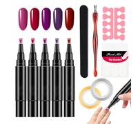 Multifunctional Nail Polish Pen Kit | No UV Lamp, No Base Coat Required, Quick Dry Gel | Complete with Manicure Tools, Perfect for Beginners, Home Salon, Travel, Party & Gift (5pcs Nail Polish Pen)