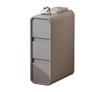 Multifunctional Narrow Slit Solid Wood Nightstand with Fiber Leather - 3 - Drawer Small Bedside Storage Cabinet