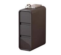 Multifunctional Narrow Slit Solid Wood Nightstand with Fiber Leather - 3 - Drawer Small Bedside Storage Cabinet
