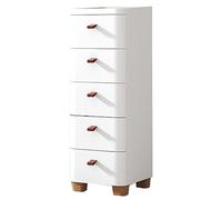 Multifunctional Narrow White Bathroom Storage Cabinet, Multi-Level Plastic with Drawers & Wheels, Space-Saving Side Storage Unit for Home & Bathroom