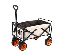 Multifunctional Outdoor Folding Wagon, Collapsible Utility Cart with Handle, Portable Beach & Garden Trolley, Ideal for Camping & Travel (Beige)