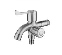 Multifunctional Outdoor Stainless Steel Tap - Double Compatible Washing Machine & Mop Pool Faucet, Brushed Finish for Kitchen & Garden Use, Durable and Stylish