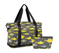 Multifunctional Overnight Travel Duffel Bag Creatures Dorado Yellow Gray Weekender Travel Overnight Bag with Adjustable Strap for Airplane Traveling