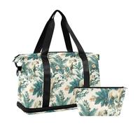 Multifunctional Overnight Travel Duffel Bag Tropical Pony Blu Ray Off White Large Carry On Bag with Toiletry for Trekking