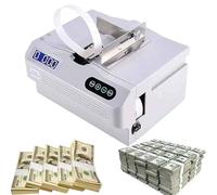 Multifunctional Paper Strapping Equipment, Strapping Bundling Money Tied Tool with Counting Function, 2 Secs/Bundle, 30 Bundles/Min, Cross Binding, for Bank, Retail, Tie Bills(Machine+3 Rolls)