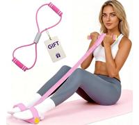 Multifunctional Pedal Resistance Band with Handle,4/6/8 Tubes for All Weights,Natural Latex Tension Rope Fitness, for Abdomen/Waist/Arm/Leg Stretching Slimming Training (Pink, 6-Tube)