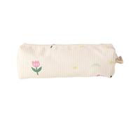 Multifunctional Pen Bag Flower Print Pen Pouches Corduroy Pencil Pouches Zippered Pen Case Stationery Bag for Student