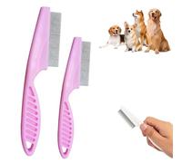 Multifunctional Pet Comb,2 Pack Pet Hair Comb Tear Stain Removal,Eye Comb for Dogs and Cats,2 in 1 Massage Dual-Sided Comb for Knots Crust Floating Hair Tangle Fleas (Pink)