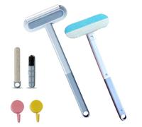 Multifunctional Pet Hair Removal Brush, 4 in 1 Pet Hair Removal Tool Adjustable Dog Cat Hai-r Catcher Carpet Rake with Hooks for Couch, Window Wet and Dry Use (2Pcs)