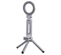 Multifunctional Phone Tripod with Ring Light, Foldable Selfie Stick for Live Streaming, Vlogging, and Travel Aluminium & 360° Adjustable Clip Folding Stand 1/4 Falling in Love Where You (Silver, A)