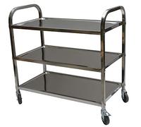 Multifunctional Portable Hand Truck Cart 3-Tier Heavy-Duty Warehouse Trolley Easy Push/Pull Adjustable Sizes for Kitchen & Bar Silver Finish 75x40x83.5cm & 85x45x90cm