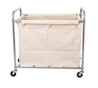 Multifunctional Portable Hand Truck Trolley Cart with Armrests Waterproof Stainless Steel & Oxford Cloth Removable Brake 2 Colors - Beige & More Universal Wheels