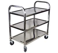 Multifunctional Portable Hand Trucks for Serving - Hotel Cart with Swivel Castors Arcuate Handle High Temperature Resistance Easy Assembly 3 Sizes Kitchen Use Silver 95x50x95cm