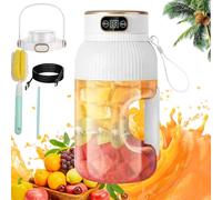 Multifunctional Portable Juicer Blender Bottle, USB Rechargeable Mini Juice Press Cup Portable for Smoothies and Shakes, 1200ML Travel Fruit Mixer with Smart Digital Display (C-Single Cup Double Lid)
