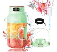 Multifunctional Portable Juicer Cup, Outdhaven/Yulyoie/Holdonmy Multifunctional Portable Juicer Cup with Digital Display, Portable Blender For-Smoothies, Shakes, And Frozen Blending (Green+Lip)
