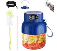 Multifunctional Portable Juicer, Usb Charging Blender, 1200ml Large Capacity Juicer, 10-blade Stainless Steel Blade Blender, Smoothie Milkshake Juicer (1pc-600ml-blue)