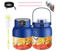 Multifunctional Portable Juicer, Usb Charging Blender, 1200ml Large Capacity Juicer, 10-blade Stainless Steel Blade Blender, Smoothie Milkshake Juicer (2pc-600ml-blue)
