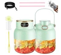 Multifunctional Portable Juicer, Usb Charging Blender, 1200ml Large Capacity Juicer, 10-blade Stainless Steel Blade Blender, Smoothie Milkshake Juicer (2pc-600ml-green)