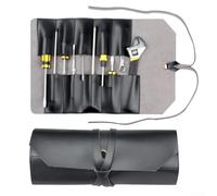 Multifunctional Portable Leather Tool roll Bag, Storage Solution for Hardware and Wrenches(Black)