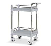 Multifunctional Portable Movable Cart,Gray 2-Tier Utility Rolling Cart for Beauty Salon, Stainless Steel and Abs Equipment Trolley with Handle, 3 Sizes,64.5X44.5X90Cm,64