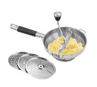 Multifunctional Potato Masher - Durable Steel Vegetable Crusher | Manual with 3 Removable Inserts for Sweet Puree, Banana Crusher, Cheese, Carrot, Fruit, Practical Home Cooking Utensil