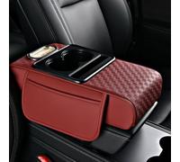 Multifunctional PU Leather Car Armrest Box Mat, 2026 Upgraded Vehicle Centre Console Cover, Universal Style Memory Cotton Car Armrest Box Pad with 2 Storage Pockets for All Cars Models (Red)