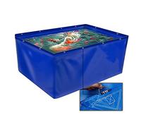 Multifunctional PVC Canvas Aquaculture Water Tank - 400gsm Foldable Fish Pond Liner with Grommets, Steel Frame, Ideal for Saltwater Fish, Koi, & Turtles - 4x3x1M Blue