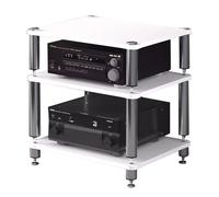 Multifunctional Rack AV Shelf - 3-Tier Turntable Stand for Record Player DVD & Audio Devices Cabinet Stylish Entertainment Unit (White 60x48x57cm)