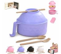 Multifunctional Ramen Bowl Set with Water Filter Bowl, Dorm Room and Apartment Ramen Cooker Set with Lid Strainer Chopsticks Fork Spoon, Dishwasher-Safe Noodle Bowls Quick Ramen's Cooker，Purple