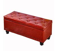 Multifunctional Red Footstool - PU Upholstered Shoe Bench with Solid Wood Storage 100cm Entryway Stool Stylish and Perfect for Home nization and Seating