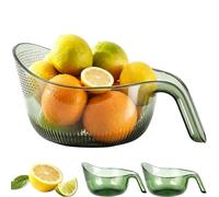 Multifunctional Rice Strainer with Handle, Fine Hole Rice Washer Bowl Prevents Tiny Grain Waste, Non Slip Easy Grip Kitchen Colander for Salad Veggies (2, Green)