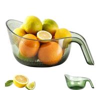 Multifunctional Rice Strainer with Handle, Fine Hole Rice Washer Bowl Prevents Tiny Grain Waste, Non Slip Easy Grip Kitchen Colander for Salad Veggies (1, Green)