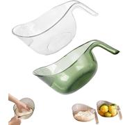 Multifunctional Rice Strainer with Handle，Green+White