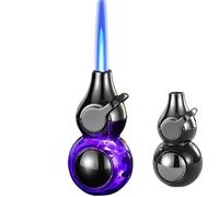 Multifunctional Rocker Cool Lighter, Gourd Cool Colored Light Windproof Butane Lighters with Visible Fuel Tank for Kitchen, Outdoor Camping (Not Containing Butane)(Black Purple)
