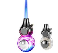 Multifunctional Rocker Cool Lighter, Gourd Cool Colored Light Windproof Butane Lighters with Visible Fuel Tank for Kitchen, Outdoor Camping (Not Containing Butane)(Black Pink)