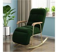 Multifunctional Rocking Chair - High Back Recliner Sofa Comfortable Reading Armchair for Living Room & Bedroom Dark Green Suede Relaxation Chair