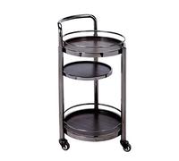 Multifunctional Rolling Storage Cart 3-Tier Solid Wood & Glass Wine Trolley Stainless Steel Dining Service Cart for Hotels & Restaurants Elegant Rose Gold Finish
