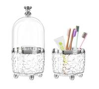 Multifunctional Rotating Toothbrush Holders with Lid, Bathroom Countertop Accessories Vanity Organizer for Tooth Brush, Toothpaste, Razor and Makeup Brushes Holder Storage