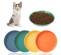Multifunctional Shallow Pet Food Bowls, 4 Pcs Pet Bowls for Cat and Dog Whisker Fatigue Free, Plastic & Cute Pet Bowl Dishs for Pet Cat Dog Small Animal