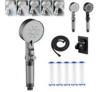 Multifunctional Shower Head for Massage, High Pressure Shower Head with 5 Modes and Filter, Universal G1/2" Connection, Handy Removable Filter Shower with Power Wash for Hard Water (B)