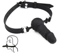 Multifunctional Silicone Dildo Gag for SM Games, Silicone Sex Toys SM Bite Gags Muzzles, BDSM Restraints Sex Penis Gag, Open Mouth Bondage Ball Gags for Sex Games (A)