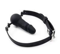 Multifunctional Silicone Dildo Gag for SM Games, Silicone Sex Toys SM Bite Gags Muzzles, BDSM Restraints Sex Penis Gag, Open Mouth Bondage Ball Gags for Sex Games (Black-1)