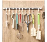 Multifunctional Slide Rail Hook,Key Hook Track Wall Mounted,Kitchen Utensil Rack with 10 Hooks,Kitchen Storage Hooks,Adhesive Coat Hook Rail,Multi-purpose Rail Hook for Kitchen Cabinet (30cm-1Pcs)